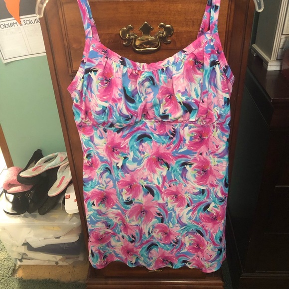 EUC Kim Rogers Floral Pink Tankini XL - Picture 1 of 7